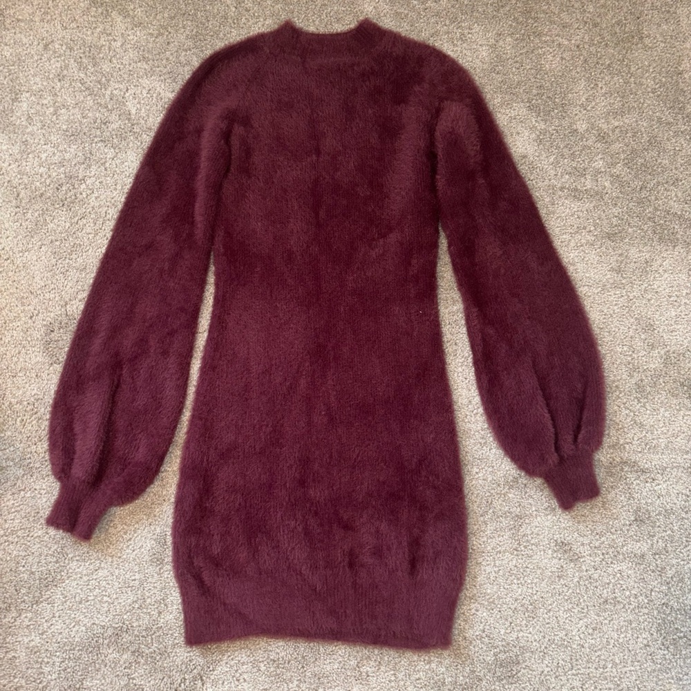 Burgundy Mock Neck Sweater Dress